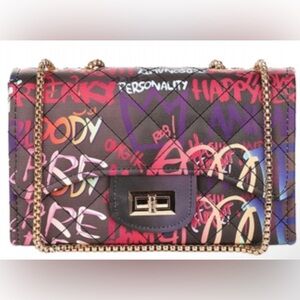 Colorful Graffiti Chain Shoulder Bag